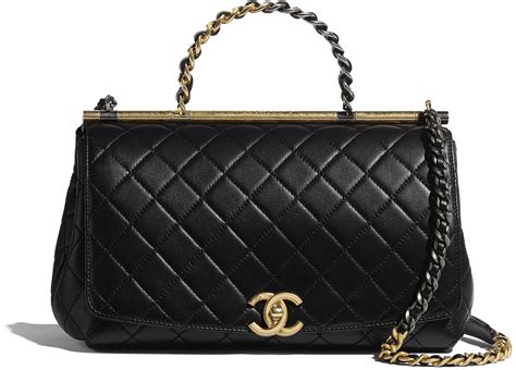 borse chanel con due manici|Borse Chanel in Pelle Nero .